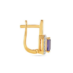 ต่างหูทรงหยดน้ำประดับมรกตสีม่วงทองทรงฮาโล - Product Image 3