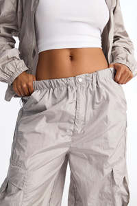 Customise Unisex Nylon Windbreaker Cargo Pants Wide Leg <b>Drawstring</b> Casual Streetwear <b>Trousers</b> OEM Private Label men's pants - Product Image 3