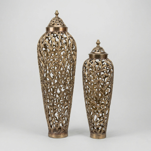 DAANI INTERNATIONAL Ensemble de vases de sol en aluminium au design haut de gamme, finition antique, pour arrangements floraux de mariage, vases hauts - Product Image 1