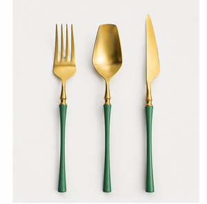 Juego de Cubiertos de Lujo en Verde Esmeralda y Dorado, Cubertería de Acero Inoxidable para Bodas y Cenas Elegantes, Juego de Cuchara, Tenedor y Cuchillo al Precio Más Bajo - Product Image 3