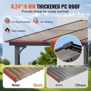 Pergola 3x3m con Tetto Rigido Anti-UV, Montaggio a Parete o Autoportante, per Patio, Applicazione a Tetto Inclinato 100% per Cortile - Product Image 5
