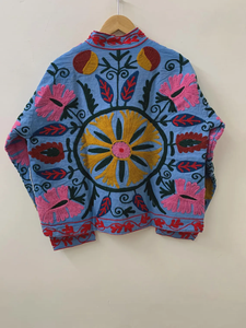 Abrigo Vintage de algodón Suzani, chaqueta bordada india, chaqueta bordada, chaqueta Bohemia acolchada de algodón - Product Image 2