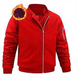 Men's Winter <b>Jacket</b> Full Zipper Stand Collar Thick <b>Fleece</b> <b>Lined</b> Heated Casual Outerwear Solid Color Polyester Wadding - Product Image 6