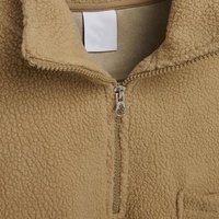 Nouveau design – Sweat-shirt chaud en sherpa avec demi-fermeture éclair, col montant, capuche et poche poitrine – Idéal pour l'hiver