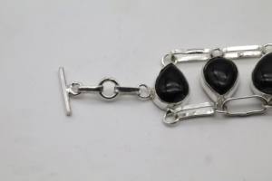 Black Spinel German <b>Silver</b> Adjustable <b>Bracelet</b> Natural Black Spinel Gemstone <b>Cuff</b> Handmade Fashion Jewelry - Product Image 3