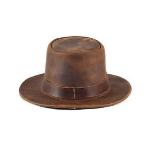Sombrero Vaquero Occidental de Cuero Marrón de Primera Calidad para Hombre y Mujer, Diseño Steampunk con Tachuelas, Estampado Deadman - Product Image 3