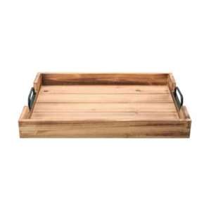 Grand plateau rectangulaire en bois pour le petit-déjeuner, avec poignée en corde, fait main, plateau de luxe pour les fournitures de restaurant - Product Image 2