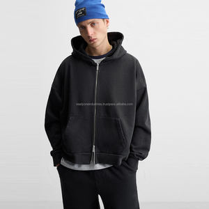 Customized 500GSM Cotton Fleece Boxy Thick Heavy Weight Winter Hoodie Men Unisex Acid Wash Sun Faded Applique Patch Embroidery - Product Image 3