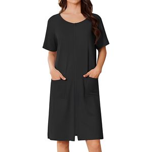 Bata corta con cremallera para mujer, ligera de poliéster, para verano, con estampado floral, con bolsillos, talla S-3XL - Product Image 1
