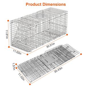 Trappola per animali vivi umana, gabbia pieghevole in filo zincato per roditori, procioni, castori, marmottini, volpi e controllo dei parassiti - Product Image 5