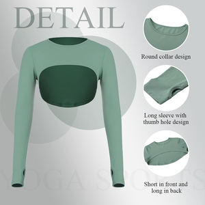 Ensemble de yoga sans couture personnalisé avec logo, leggings taille haute et brassière de sport pour femme, tenue de sport 2 pièces pour gym et fitness, ajustement OEM - Product Image 5