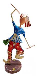 Traditional Rajasthani Dandiya Couple Statue <b>Set</b> – Multicolor Hand-Painted Metal Art for Home Decoration Traditional Hand-<b>Paint</b> - Product Image 3