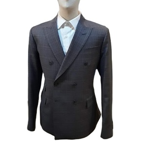 #193 Traje de negocios de doble botonadura para hombre Conjunto de 2 piezas de manga larga con cuello en V plisado frontal transpirable de talla grande - Product Image 1