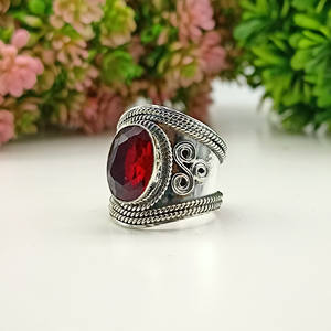 Natural Garnet <b>Ring</b> January Birthstone Deep Red Gemstone Jewelry Vintage Style Garnet <b>Ring</b> Handmade Gift for Her - Product Image 4