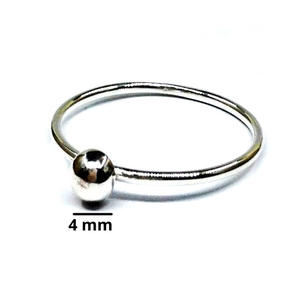 Bague en argent sterling 925 plaqué or avec boule en argent - Product Image 2