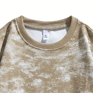 Oversized <b>Tie</b>-Dye Crewneck Pullover Sweatshirt Men Knitted Casual Autumn Regular Fit Long Sleeve Beige <b>White</b> Pattern - Product Image 3
