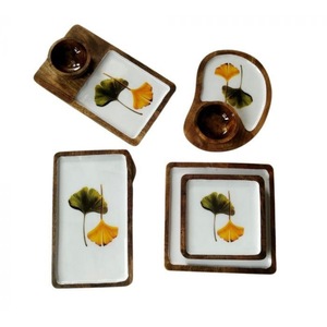 Handmade Wooden Serving Platters With Ginkgo Leaf Design Wabi Sabi Style <b>Decorative</b> <b>Plates</b> For Dining And Presents - Product Image 1