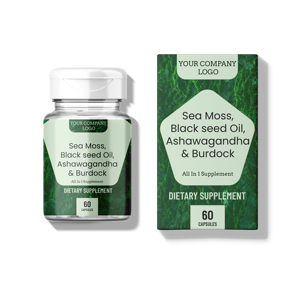 Cápsulas de extracto de polvo de raíz de bardana de aceite de semilla negra Ashwagandha de musgo de mar de calidad superior al mejor precio con certificación GMP - Product Image 2