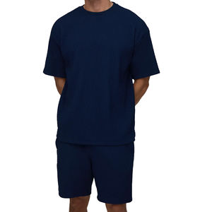 Ensembles T-shirts et Shorts de Haute Qualité, Lavés, 275g, 100% Coton, Vintage, Unisexe, T-shirts à Épaules Tombantes Amples et Vides pour Hommes et Femmes - Product Image 1