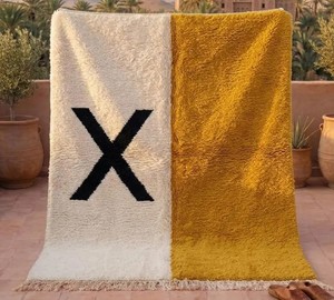 Tapis berbères marocains faits à la main en laine 100% Ait |   Tapis Beni Ourain noués à la main |   Tapis tribal shaggy bohème à poils moyens épais - Product Image 2
