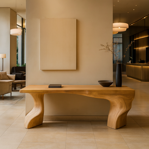 Table console en bois massif moderne artisanale Courbe naturelle Entrée pour la maison Salon Salle à manger Utilisation hôtelière Meubles de maison durables - Product Image 1