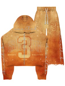 Conjunto de Sudadera Corta con Cremallera Multicolor y Jeans Holgados |   Conjunto de Ropa Urbana con Estampado Gráfico de Gran Tamaño, Marca Privada OEM - Product Image 2