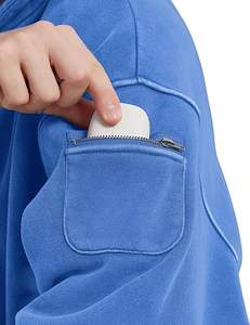 OEM Premium 100% Cotton Acid Wash Quarter Zip Hoodie Winter Oversized <b>Retro</b> Distressed Texture Men Sportswear Fleece <b>Tracksuit</b> - Product Image 6