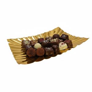 Plateau de service élégant pour bonbons et chocolats, plateau à dessert de grande qualité, plateau rectangulaire en métal doré pour événements spéciaux - Product Image 4