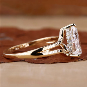 3 CT Pear Cut Cubic Zirconia Diamond Engagement Wedding Anniversary Gift <b>Ring</b> Trendy Hidden Halo <b>Split</b> Shank 925 Sterling Silver - Product Image 5