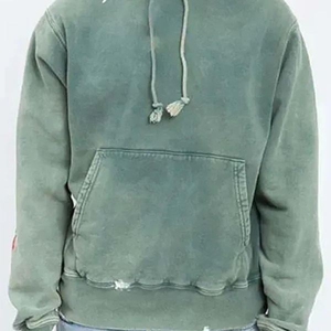Sudadera con Capucha Extra Grande para Hombre, Verde Sólido, Algodón French Terry, con Bolsillo, Estilo Casual Urbano, para Otoño - Product Image 5