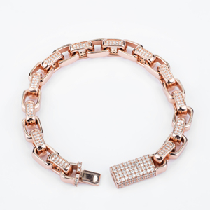 Premium Rose Gold Iced Out Cuban Link <b>Bracelet</b> with Premium Cubic Zirconia Hip Hop Bling Designer Jewelry Gift for Him Her Style - Product Image 2