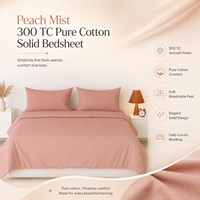 Juego de Sábanas de Algodón Puro de 300 Hilos, Color Peach Mist, para una Decoración de Dormitorio de Lujo, Ropa de Cama Elegante para Hotel y Comodidad Moderna para el Hogar