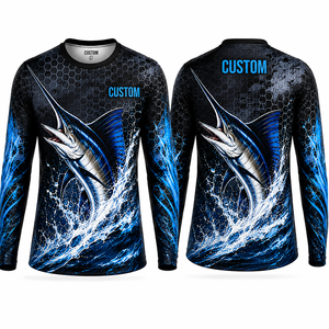 Chemise à manches longues imprimée Marlin, protection solaire UPF 50, anti-UV, polyester, pull-over, chemise de pêche personnalisée pour homme - Product Image 5