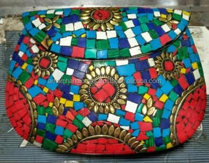Bolso de noche de diseño de mosaico hecho a mano de plata blanca más vendido para mujer, bolso de moda para fiestas, artesanías de lujo al por mayor - Product Image 4