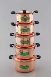 Ensemble de 6 ustensiles de cuisine en cuivre faits à la main, rouge, poignée en métal durable, couvercles en verre transparent, design artisanal turc de luxe - Product Image 4