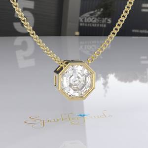 Octagon Cut Geometric Moissanite <b>Pendant</b> 14K <b>Gold</b> 2.8CT Luxury Necklace for Unisex - Product Image 1