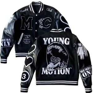 Chaqueta Universitaria Personalizada de Alta Gama, Fabricada en Fábrica, con Bordado 3D en Chenille, Chaqueta de Béisbol con Letras en Cuero - Product Image 1