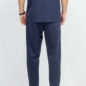 Mens Navy Blue Quick Dry Casual <b>Tracksuit</b> Short Sleeve T-Shirt with Side Pockets Full Length Pants Crew Neck Lightweight Summer - Product Image 2