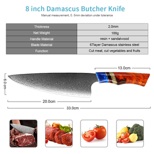 Couteau de Chef Damas Écologique Premium LEGACY BLADES Fait Main Professionnel pour Cuisine Poignée en Résine Style Japonais - Product Image 3