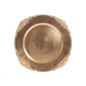 Assiette de présentation ronde en or rose antique, assiette décorative pour mariage, assiette de service en métal, vaisselle de luxe - Product Image 2