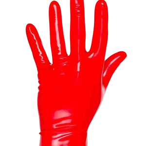 Red PU Wrist-Length <b>Gloves</b> Plain Style Daily Use Four Seasons Unlined - Product Image 1