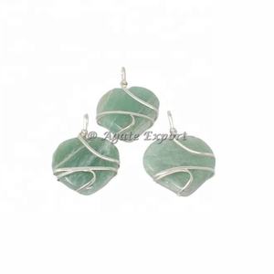 Top vente pierre naturelle semi-précieuse pierre assortie coeur pendentifs galvanisés pendentif coeur gonflé - Product Image 6