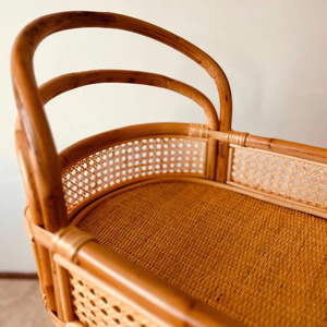 Carrito de Bar de Mimbre Hecho a Mano con Ruedas Giratorias, Mueble Moderno de Ratán Natural para Hotel, Carrito de Servicio para Cocina - Product Image 4