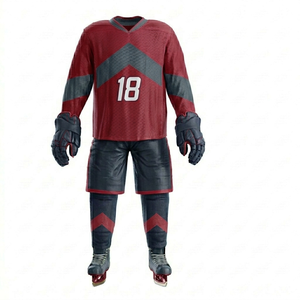 Uniformes de Hockey sobre Hielo Personalizados OEM, Ropa de Equipo para Adultos, Pedido al por Mayor, Logotipo Personalizado Impreso, Conjunto de Jersey de Hockey Transpirable de Secado Rápido en Poliéster - Product Image 1