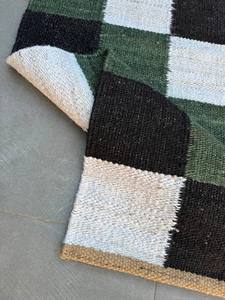 Tapis en chanvre abstrait fait main, écologique, lavable, moderne, à motifs géométriques, noir, tapis de prière, pour salon, chambre, maison - Product Image 4