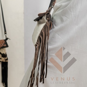 Bolso de hombro de cuero genuino bohemio Vintage para mujer, cadenas con flecos de un solo Mango, cierre de cadena, monedero portátil para ocultar el pelo, vestido - Product Image 2