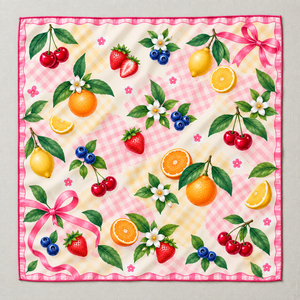 Custom Printed Fruit Vegetable Kitchen <b>Scarf</b> Square Soft Lightweight Womens Headscarf Digital Print OEM ODM Manufacturer - Product Image 2