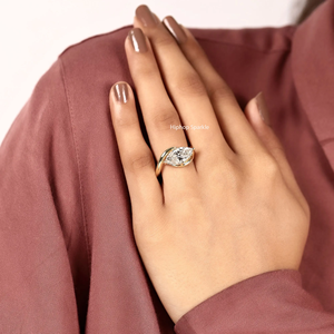 Luxury Marquise Cut Moissanite <b>Solitaire</b> Engagement <b>Ring</b> Sterling <b>Silver</b> Gold Plated Modern Bypass Promise Wedding Jewelry Gift - Product Image 4