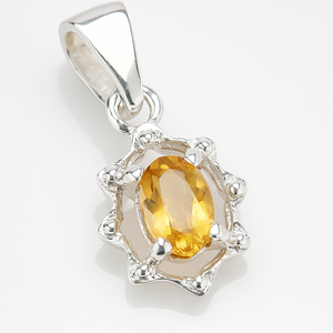 Colgante Ovalado de Citrino Chapado en Rodio de Plata de Ley, Hecho a Mano, Minimalista, con Gema, Amuleto para Collar, Piedra de Nacimiento de Noviembre - Product Image 2