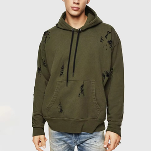 Sudadera con Capucha Estilo Urbano, Estampado de Logotipo, Manga Desmontable, Estilo Vintage Desgastado, Corte Holgado y Cuadrado para Hombre - Product Image 1